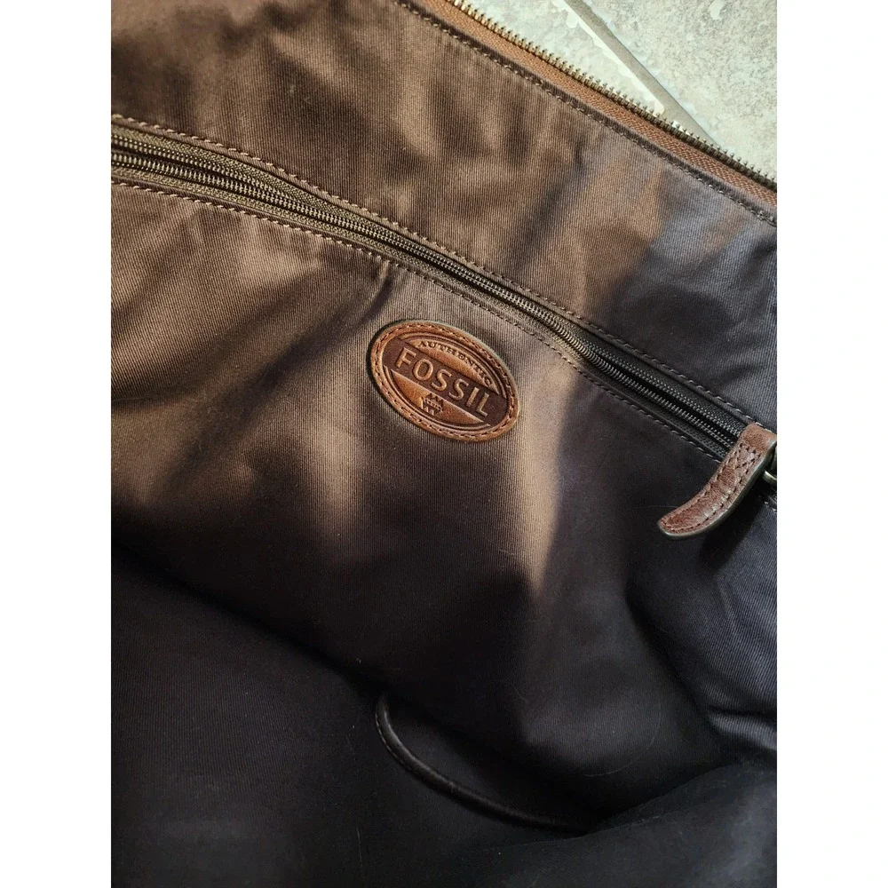 Fossil Brown Leather Messenger Bag Vintage Briefcase Laptop Crossbody MBG9044